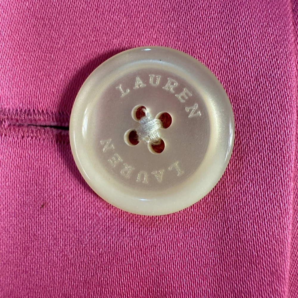 Lauren Ralph Lauren Pink Cotton Blazer Embroidery Logo Preppy Barbie Size 10 Y2K - Picture 15 of 16